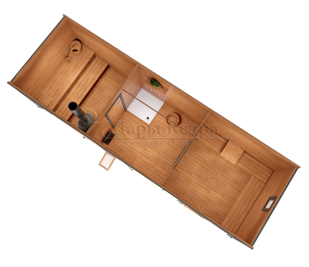 Каркасно-щитовая баня из кедра «Мега» с верандой