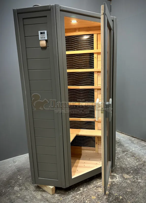 Одноместная угловая инфракрасная сауна кабина из кедра с карбоновыми излучателями