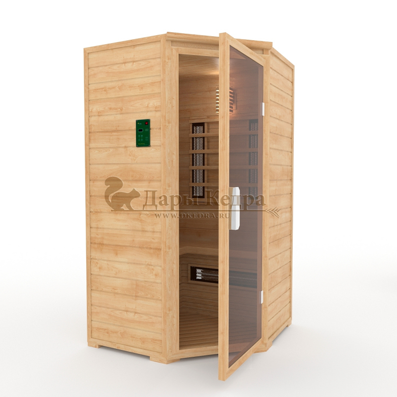 Двухместная угловая инфракрасная сауна кабина из кедра и липы с керамическими излучателями Двухместная угловая инфракрасная сауна кабина из кедра и липы с керамическими излучателями