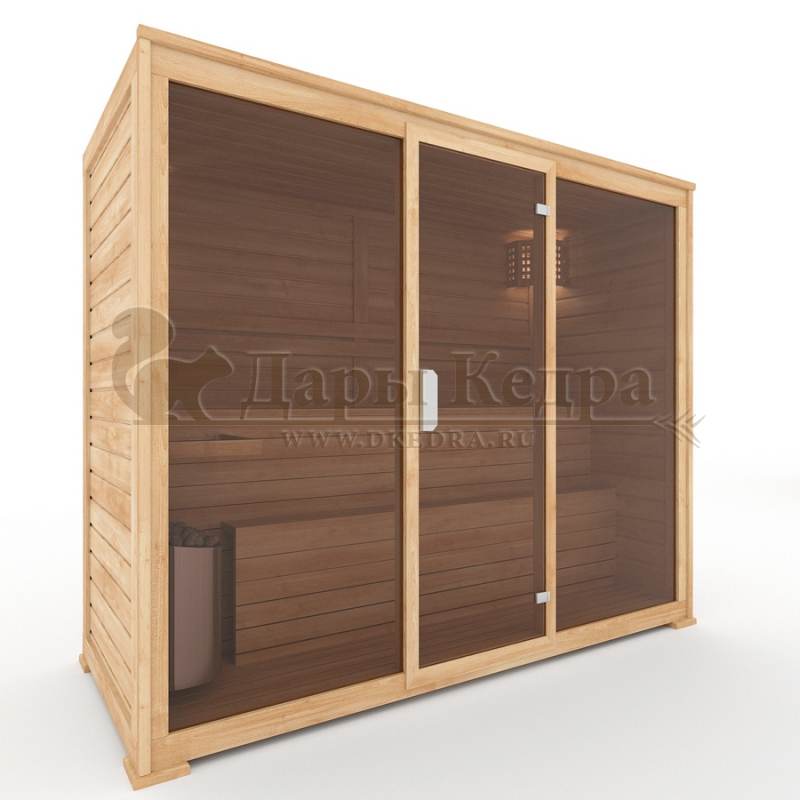 Четырехместная финская сауна кабина из кедра с электрокаменкой Четырехместная финская сауна кабина из кедра с электрокаменкой