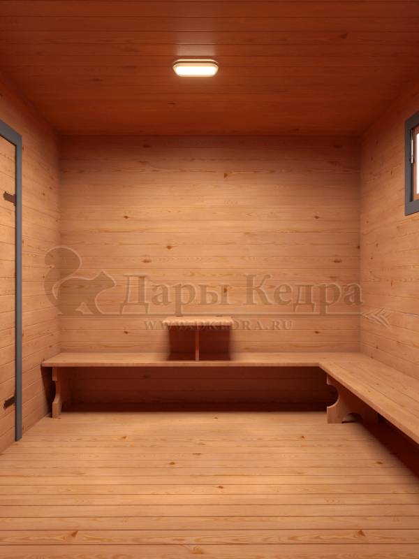Каркасно-щитовая баня из кедра «Мега» с верандой
